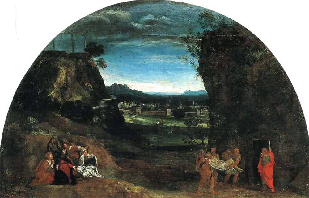 与埋葬基督的景观 作者 Annibale Carracci