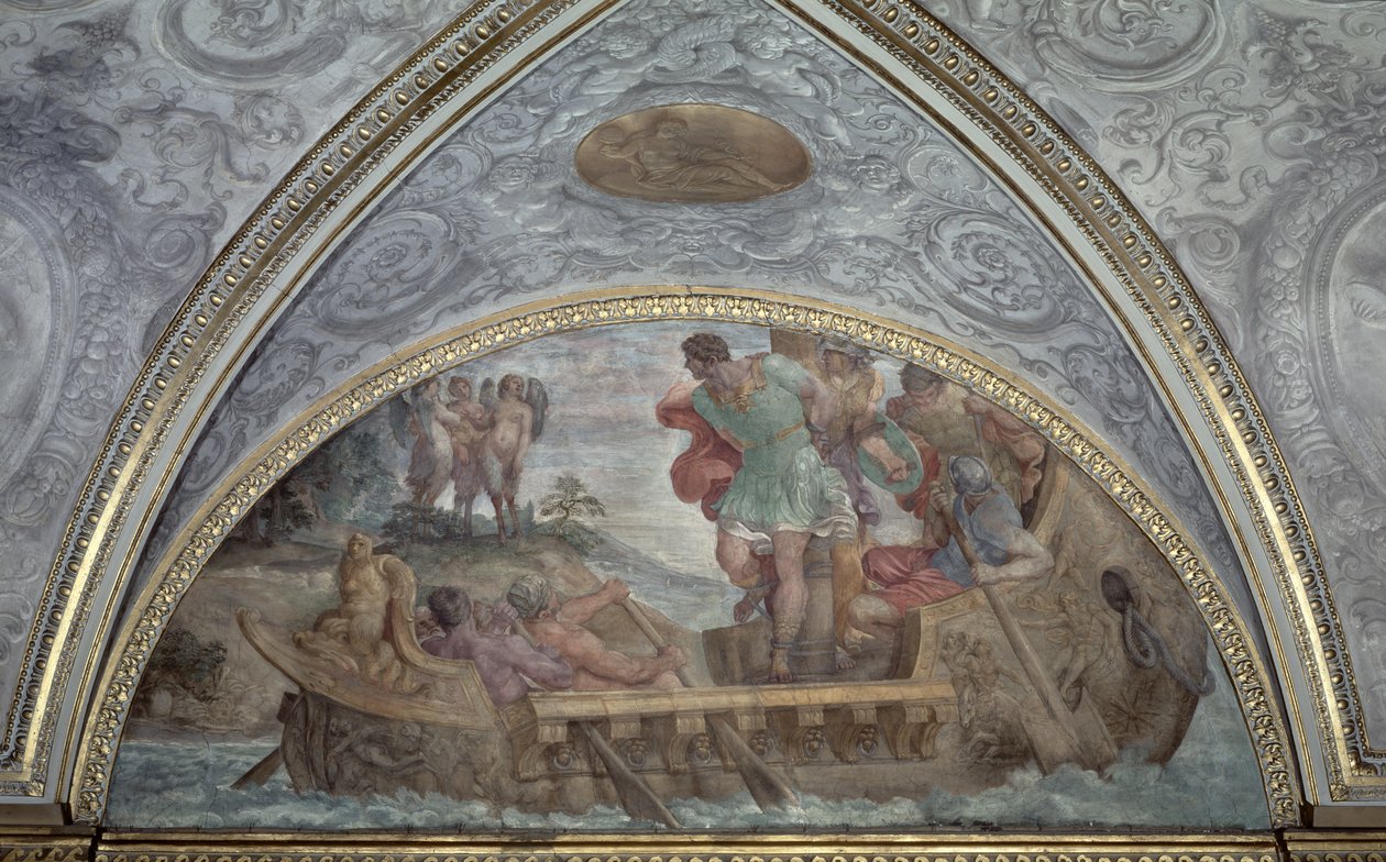 Lunette描绘了Ulysses和Sirens，来自&39;Camerino&39;，1596 作者 Annibale Carracci