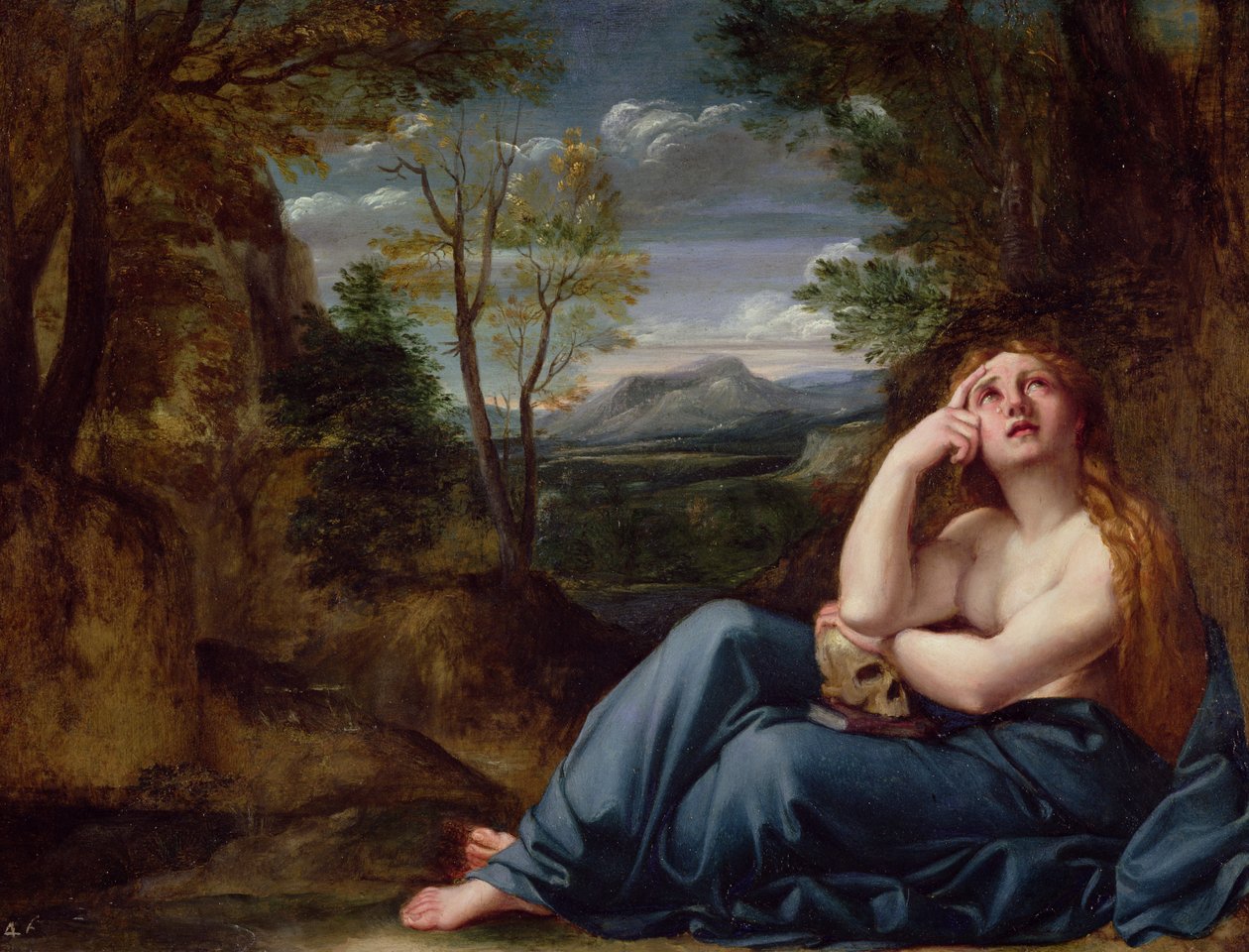 Mary Magdalene in a landscape，c.1599（铜上油） 作者 Annibale Carracci