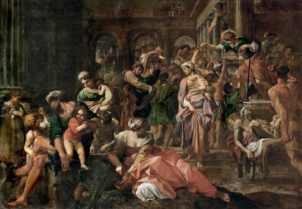 San Rocco给穷人施舍 作者 Annibale Carracci