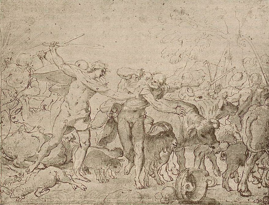 Palazzo Magnani Frescos的素描 作者 Annibale Carracci