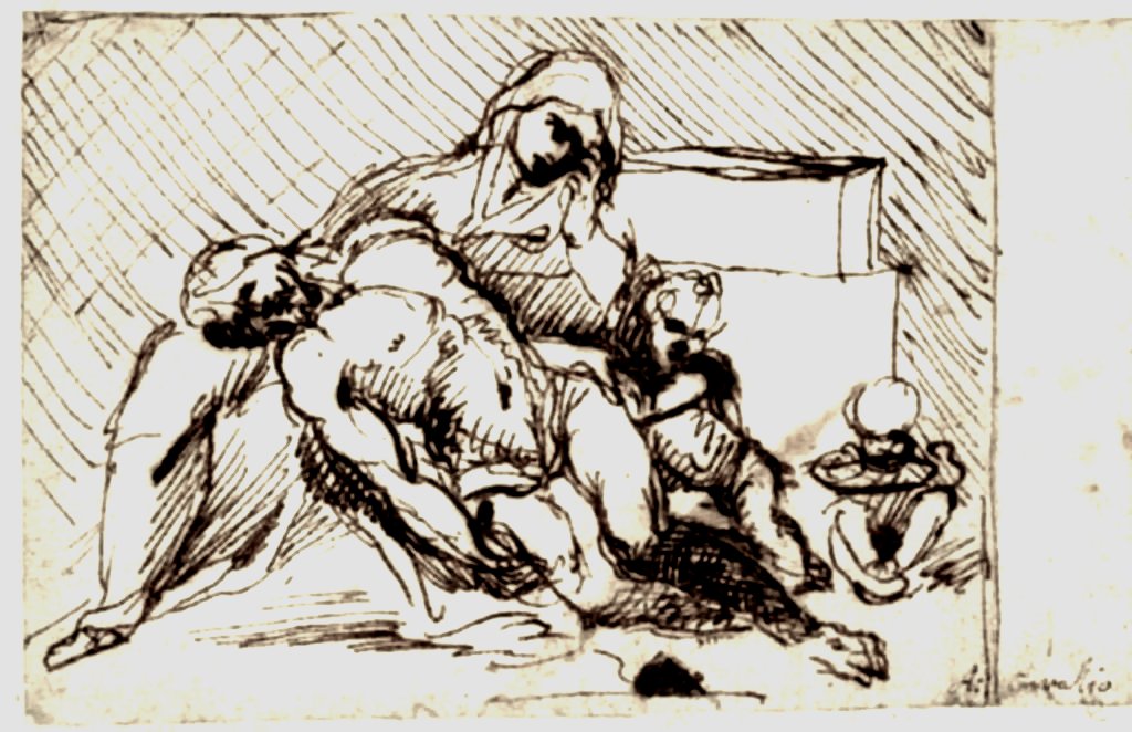 Pieta的素描 作者 Annibale Carracci
