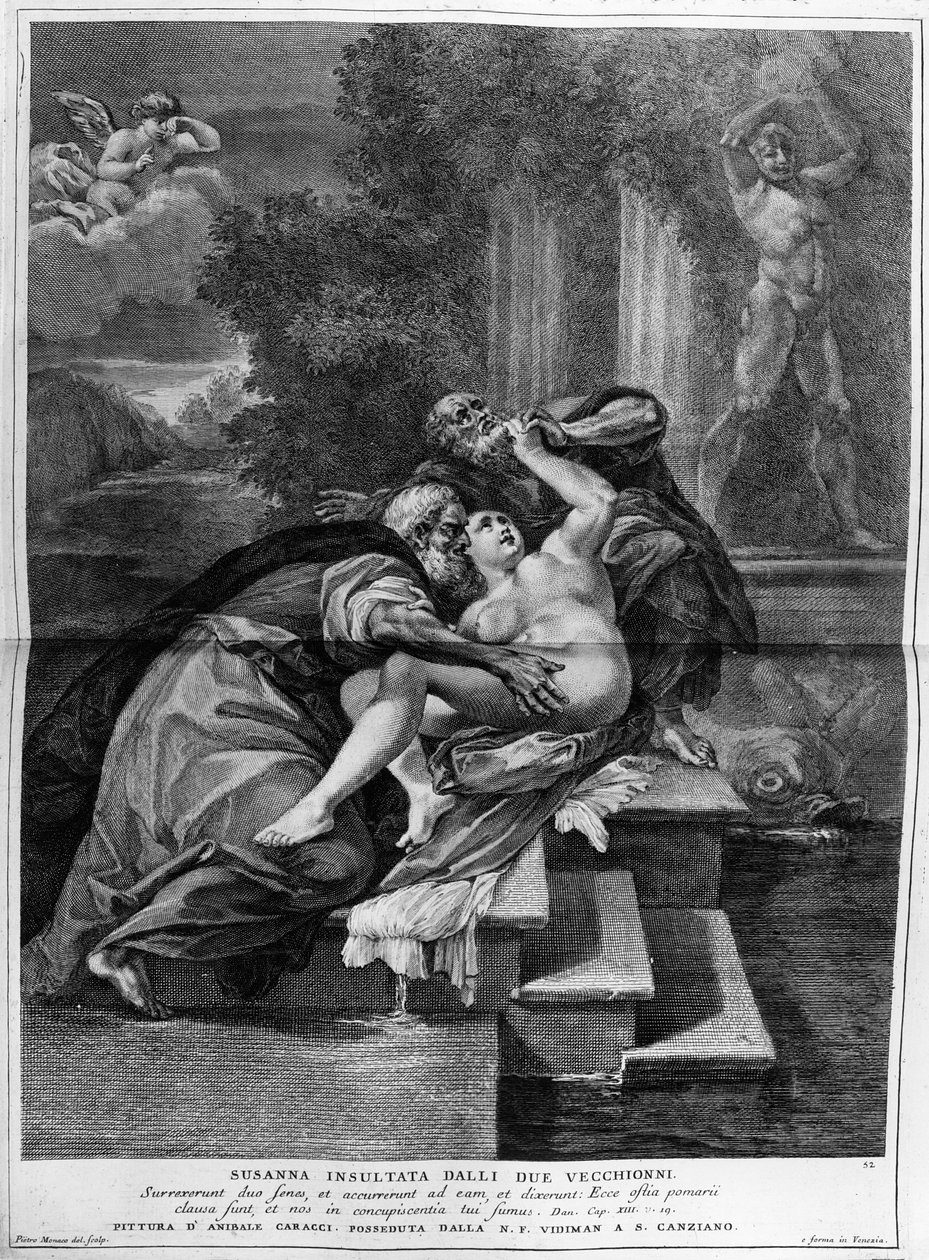 苏珊娜和长老，由皮耶特罗摩纳哥雕刻，1740年 作者 Annibale Carracci