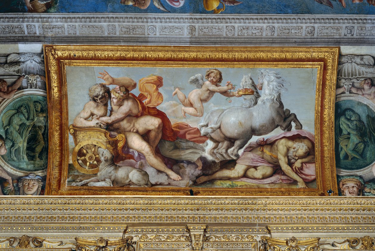 极光绑架Cephalus，画廊拱顶的细节，1597-1604 作者 Annibale Carracci