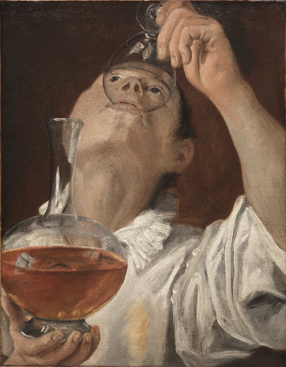 男孩喝酒，1582-1583年。 作者 Annibale Carracci