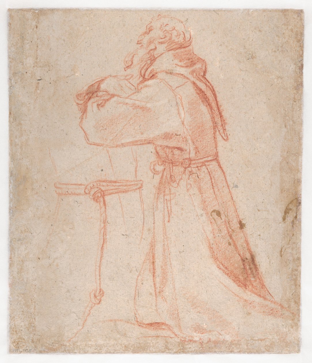 卡拉奇 - 《圣方济各跪姿人物研究》（背面），1583-1585 年 作者 Annibale Carracci