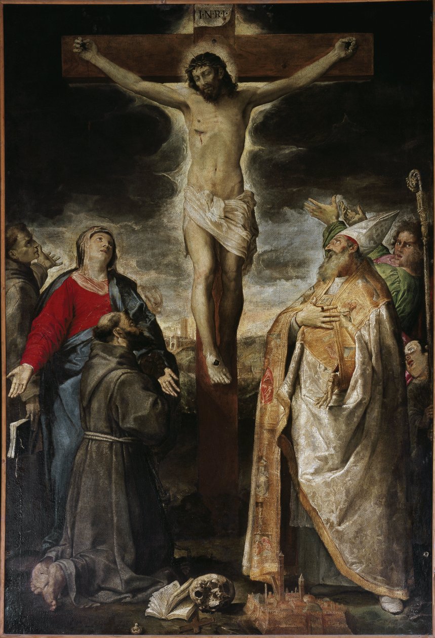 耶稣受难和圣徒（布面油画 作者 Annibale Carracci