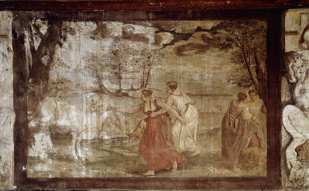 欧罗巴靠近木星时变成了一头公牛（壁画 作者 Annibale Carracci