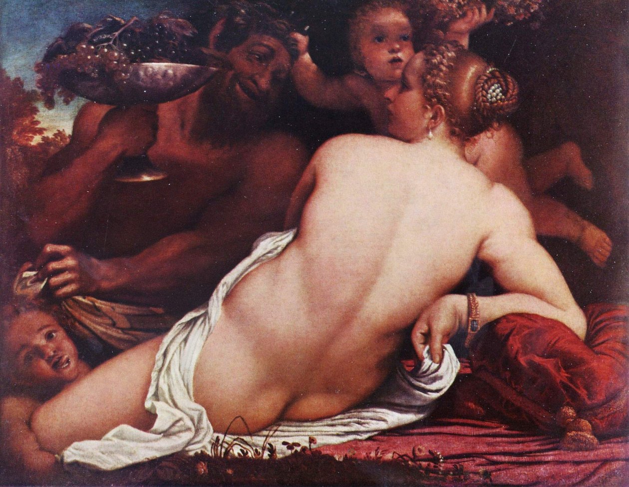 德语: 巴肯廷维纳斯与萨提尔和丘比特人 作者 Annibale Carracci