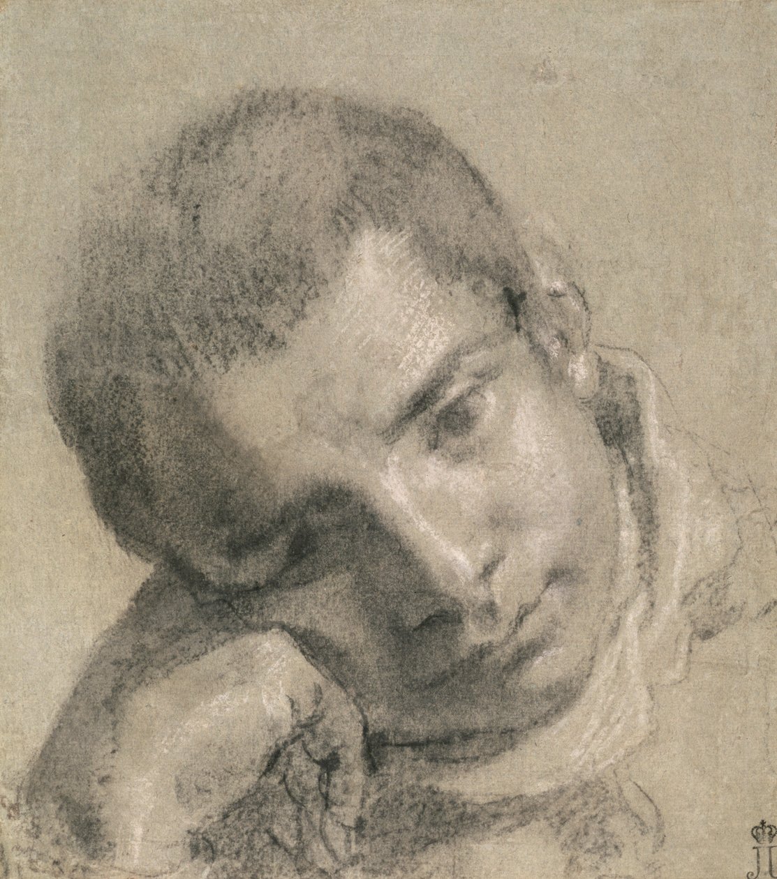 青年团长（木炭和白色粉笔） 作者 Annibale Carracci