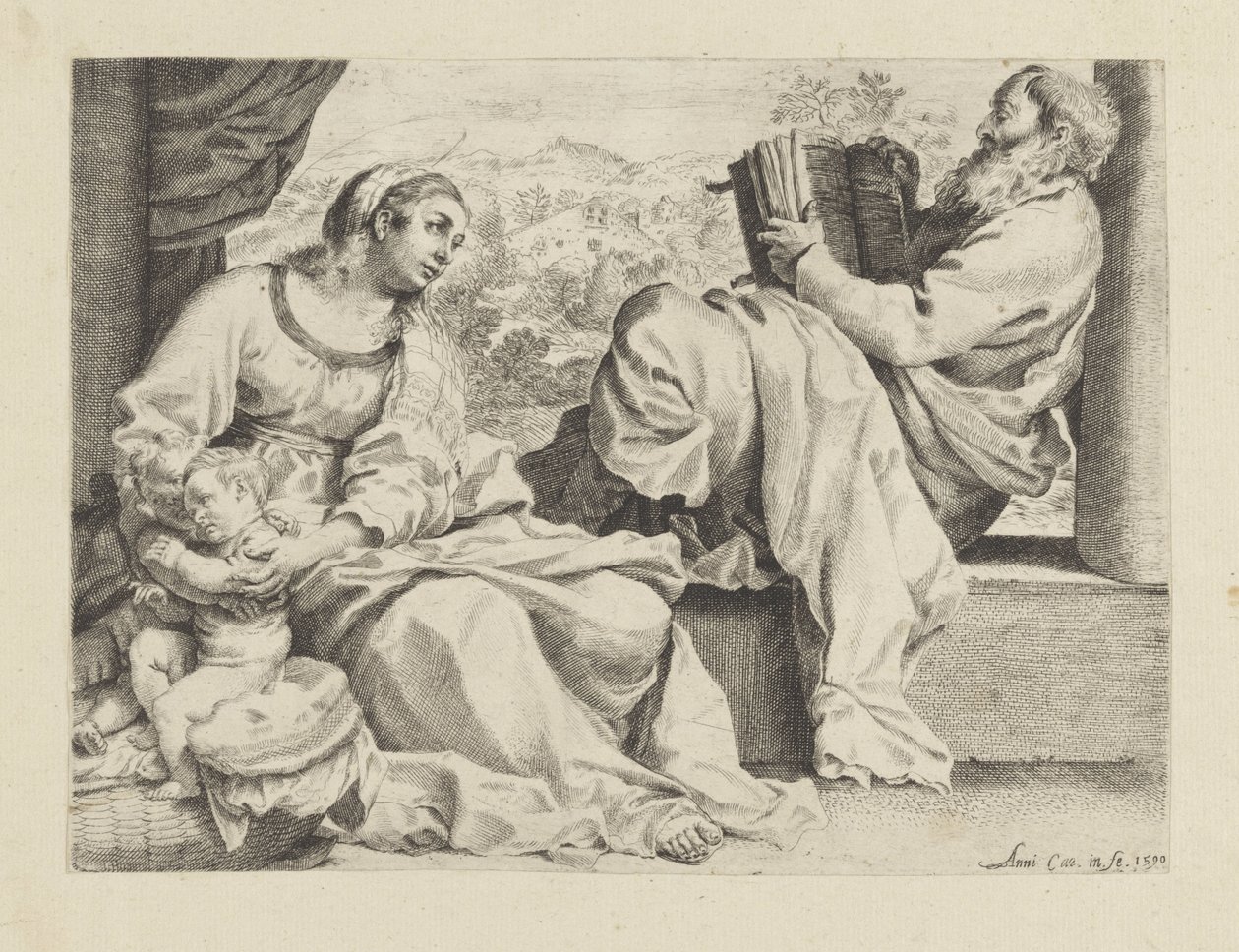 圣家族与年轻的施洗约翰 作者 Annibale Carracci