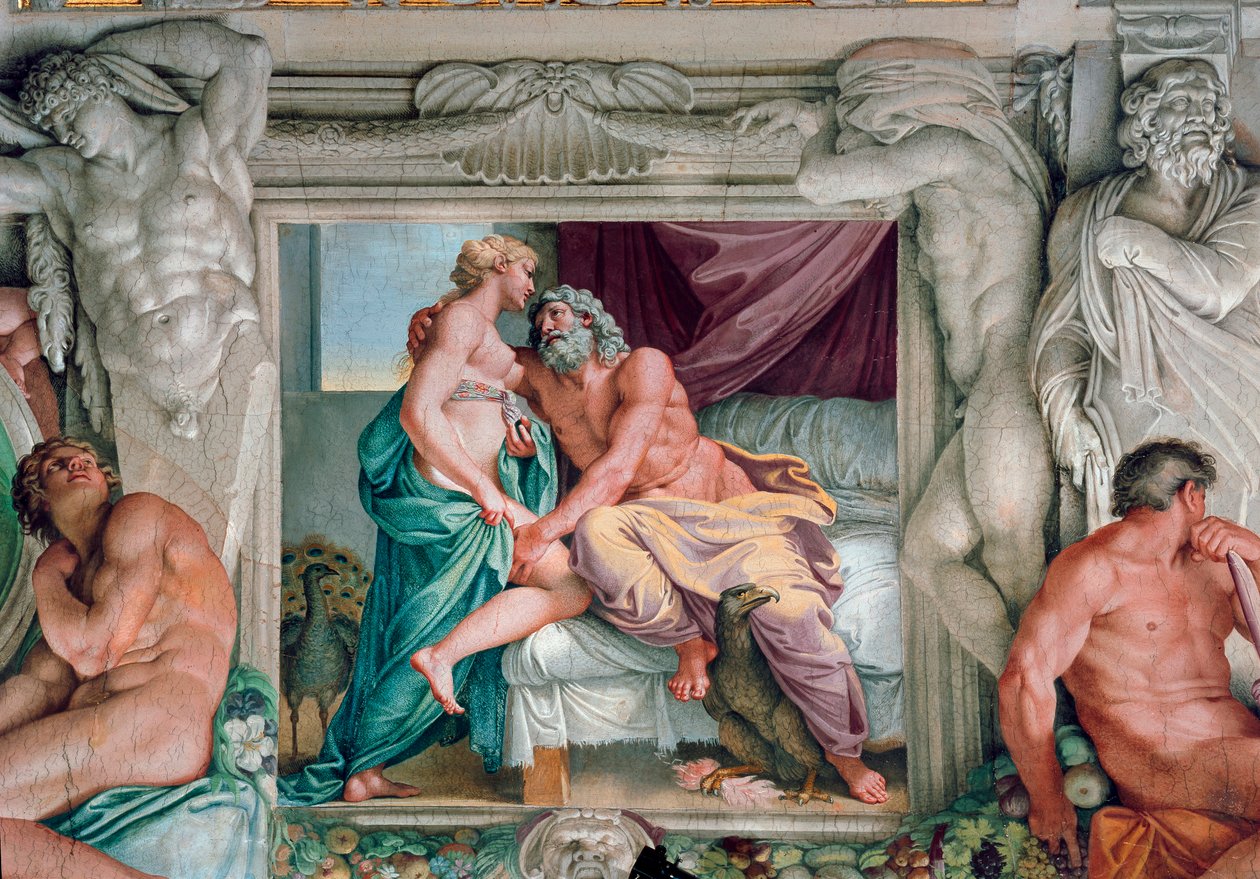 朱庇特和朱诺壁画，作者Annibale Carracci（Annibal Carrache）（1560-1609）。1597-1600年 罗马，法尔内塞宫 作者 Annibale Carracci