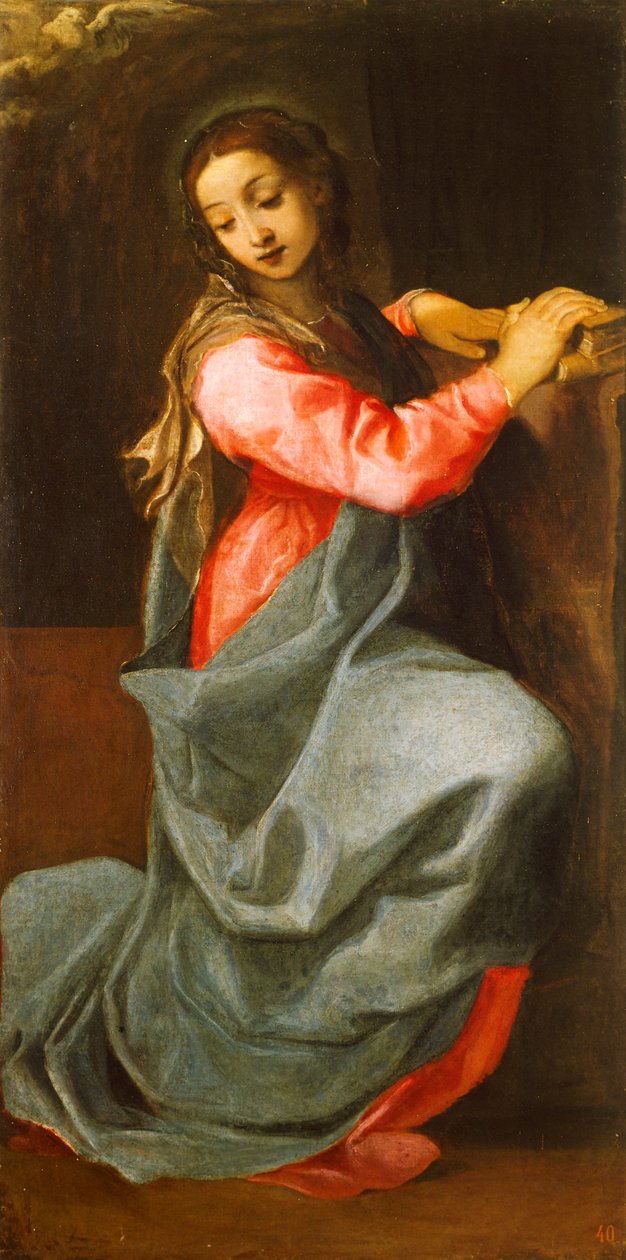 Annibale Carracci (1560-1609)的《报喜夫人》，布面油画 作者 Annibale Carracci