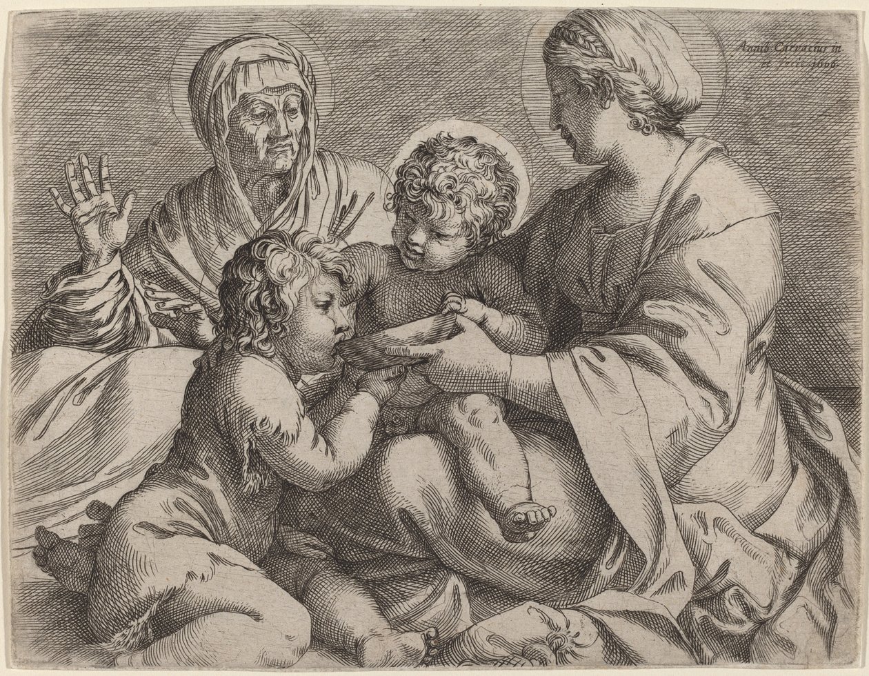 圣母子与圣人伊丽莎白和施洗约翰（斯科德拉圣母像） 作者 Annibale Carracci
