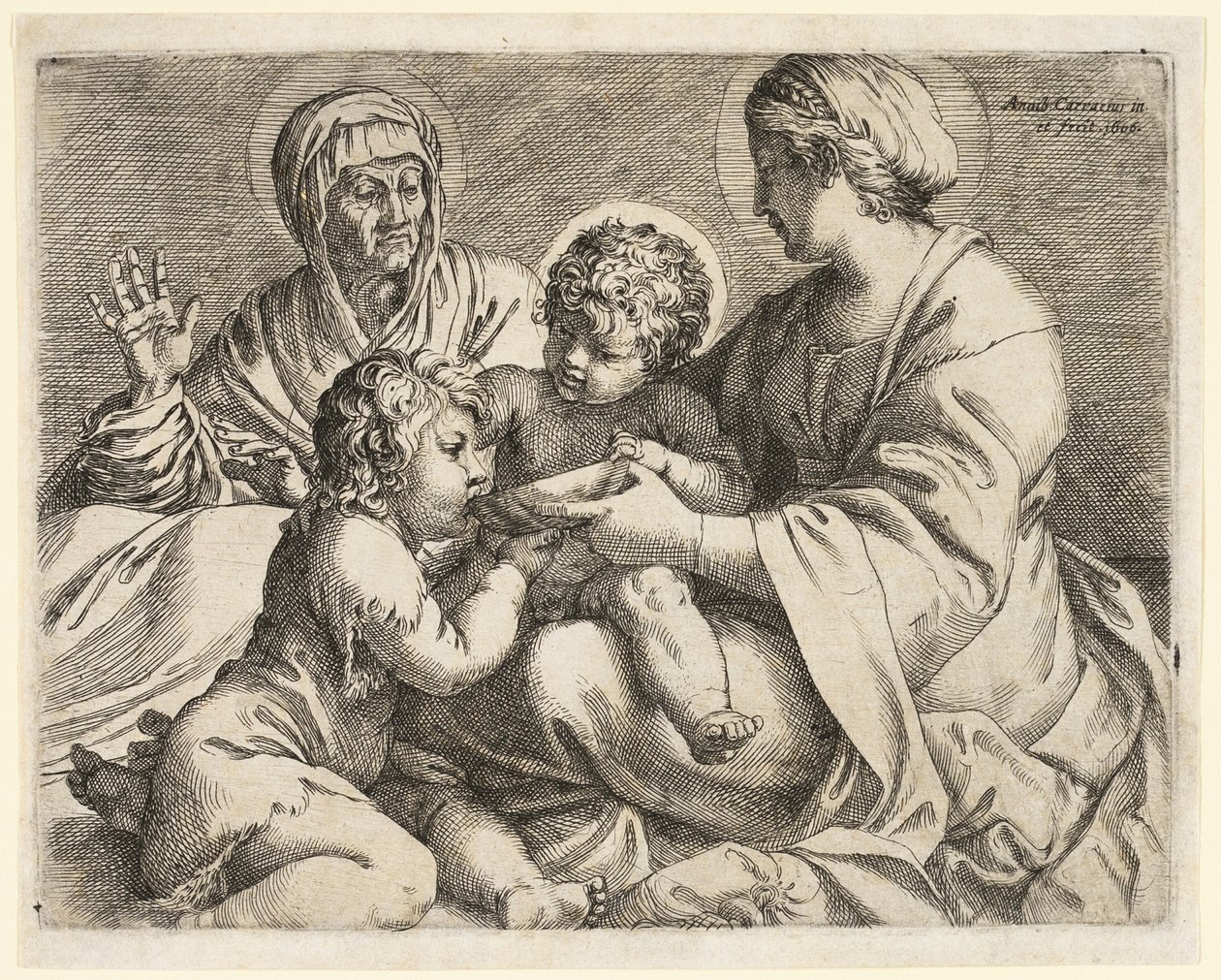 圣母子与圣徒伊丽莎白和施洗约翰 作者 Annibale Carracci