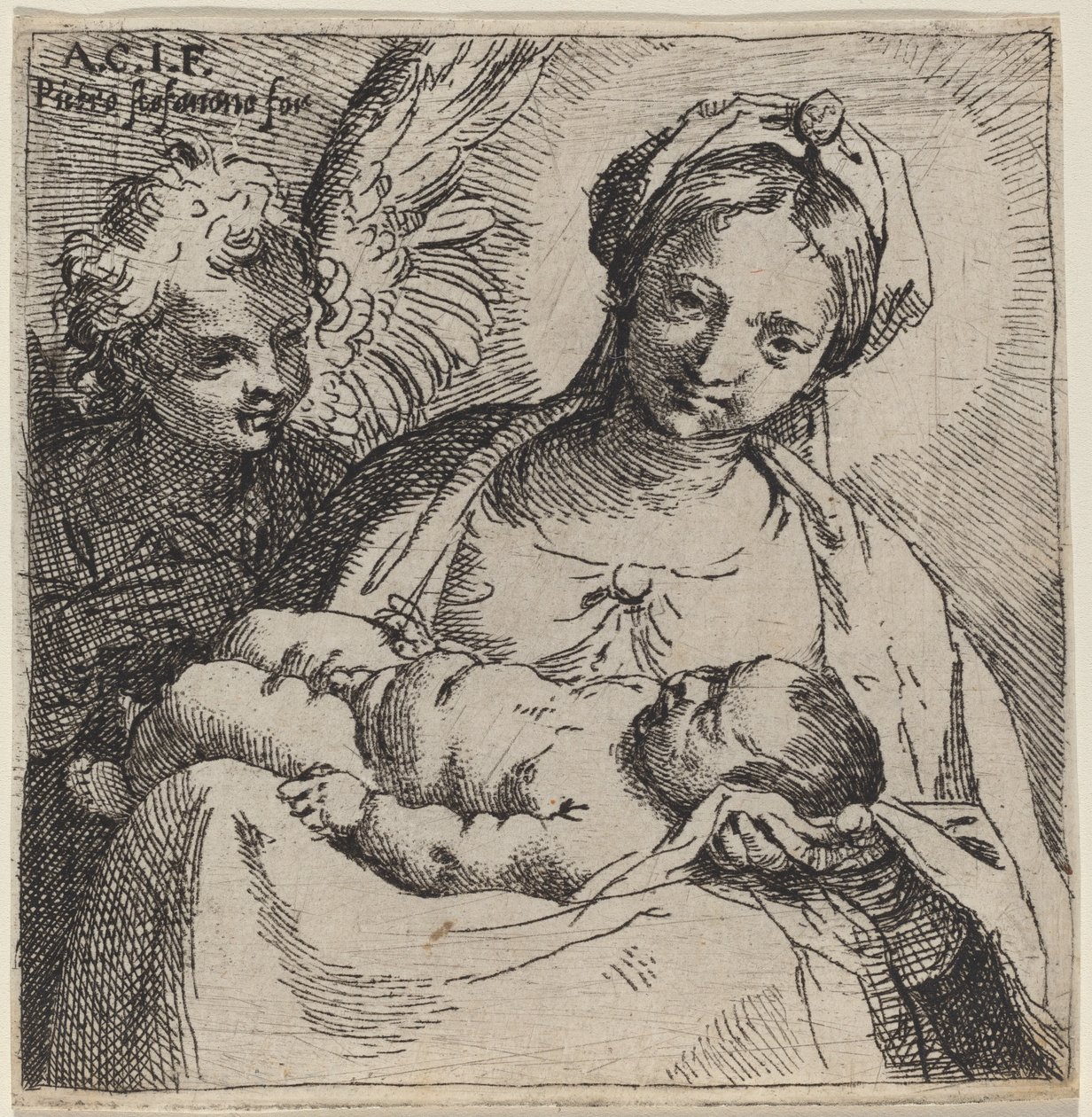 圣母玛利亚和天使之子 作者 Annibale Carracci