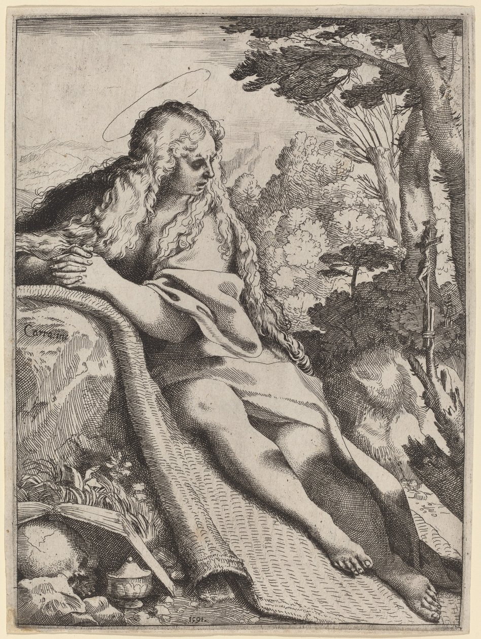 荒野中的抹大拉的马利亚 作者 Annibale Carracci