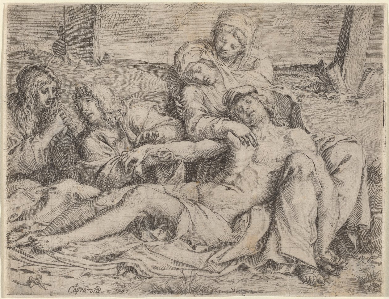Pietà（"Caprarola的基督"）。 作者 Annibale Carracci