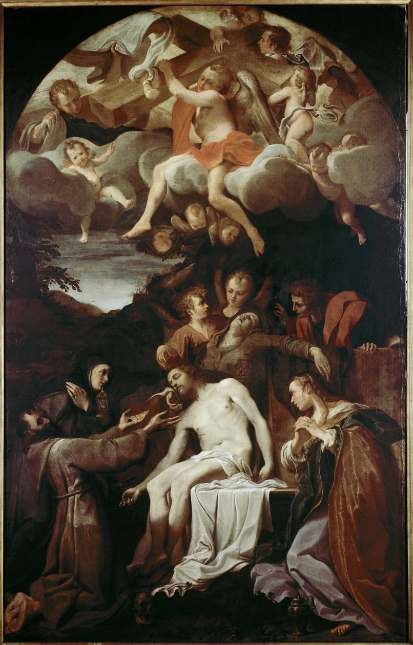 Pieta with St Claire, St Francis, St Mary Magdalene and St John（布面油画 作者 Annibale Carracci