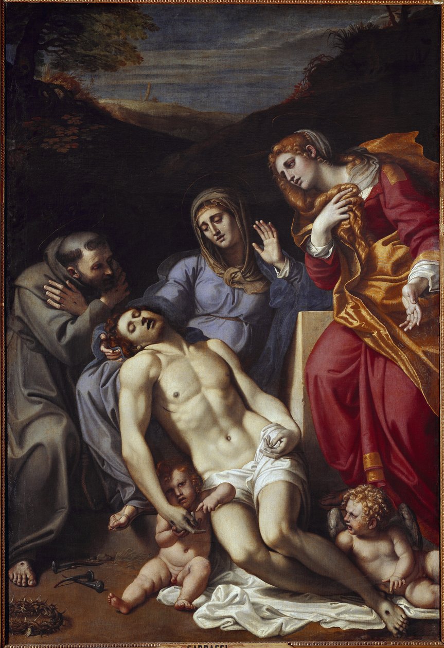 圣母怜子图与圣玛丽抹大拉和圣弗朗西斯（布面油画 作者 Annibale Carracci