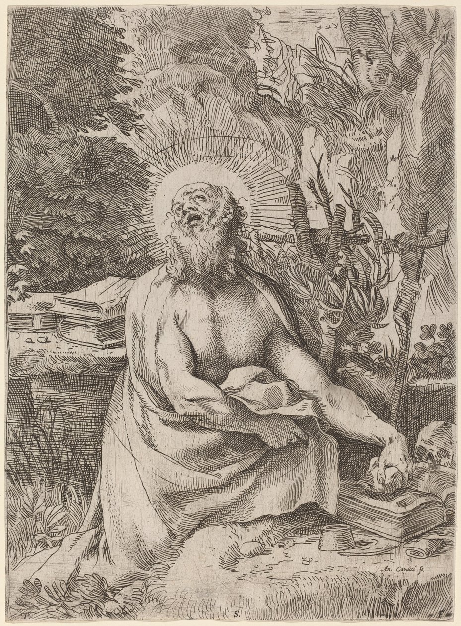 荒野中的圣杰罗姆 作者 Annibale Carracci