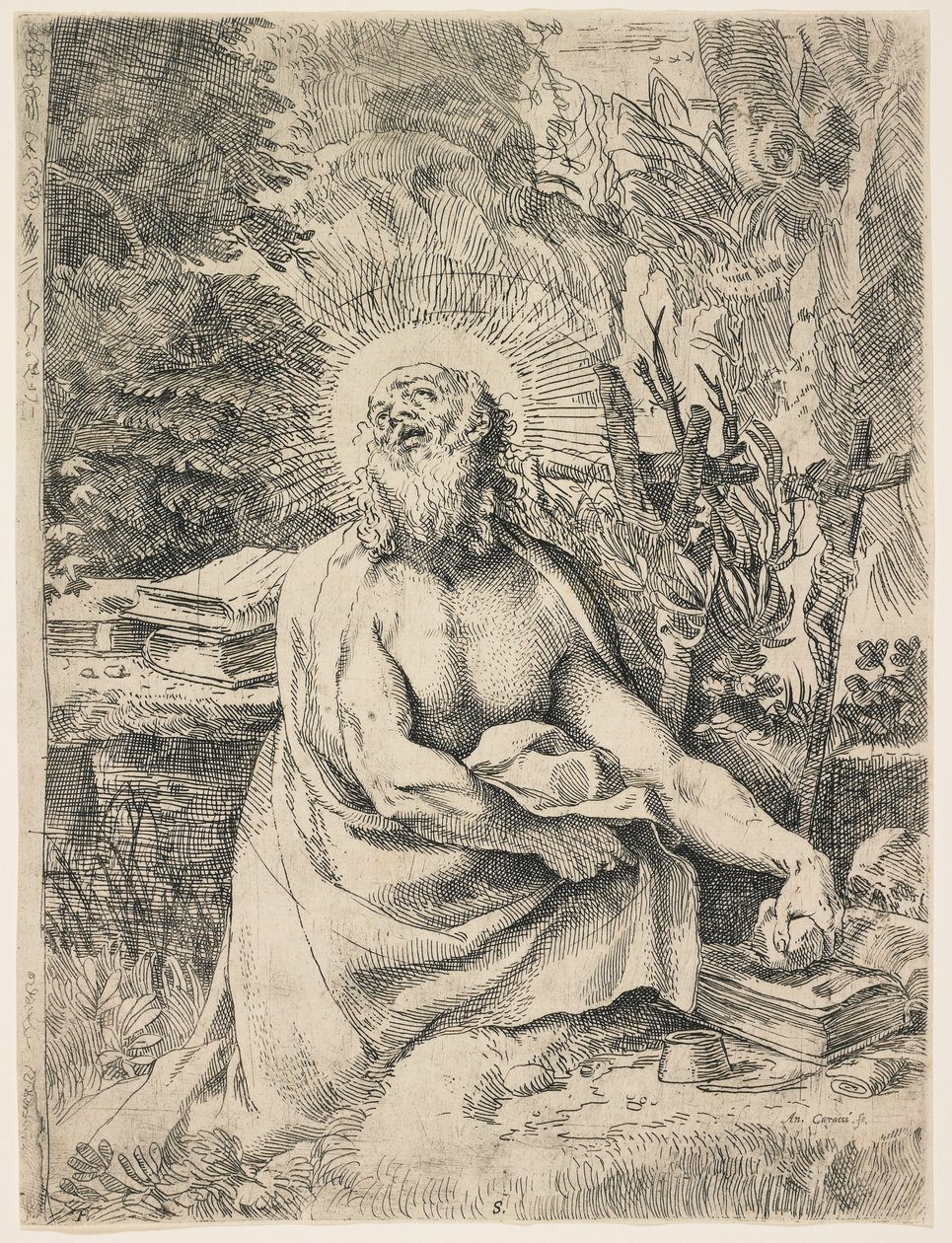 荒野中的圣杰罗姆，c。 1591 作者 Annibale Carracci