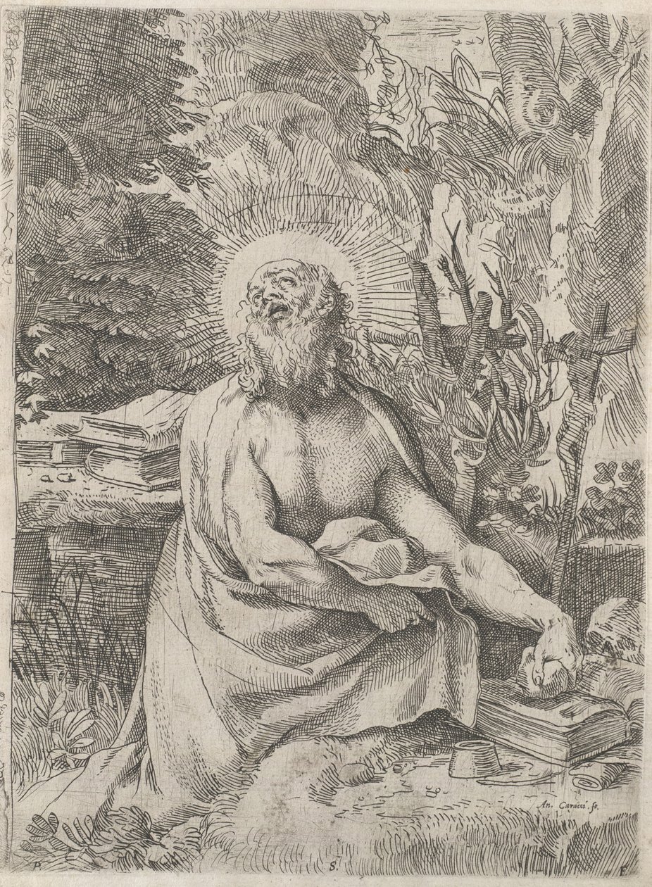 荒野中的圣杰罗姆，约1591年。 作者 Annibale Carracci