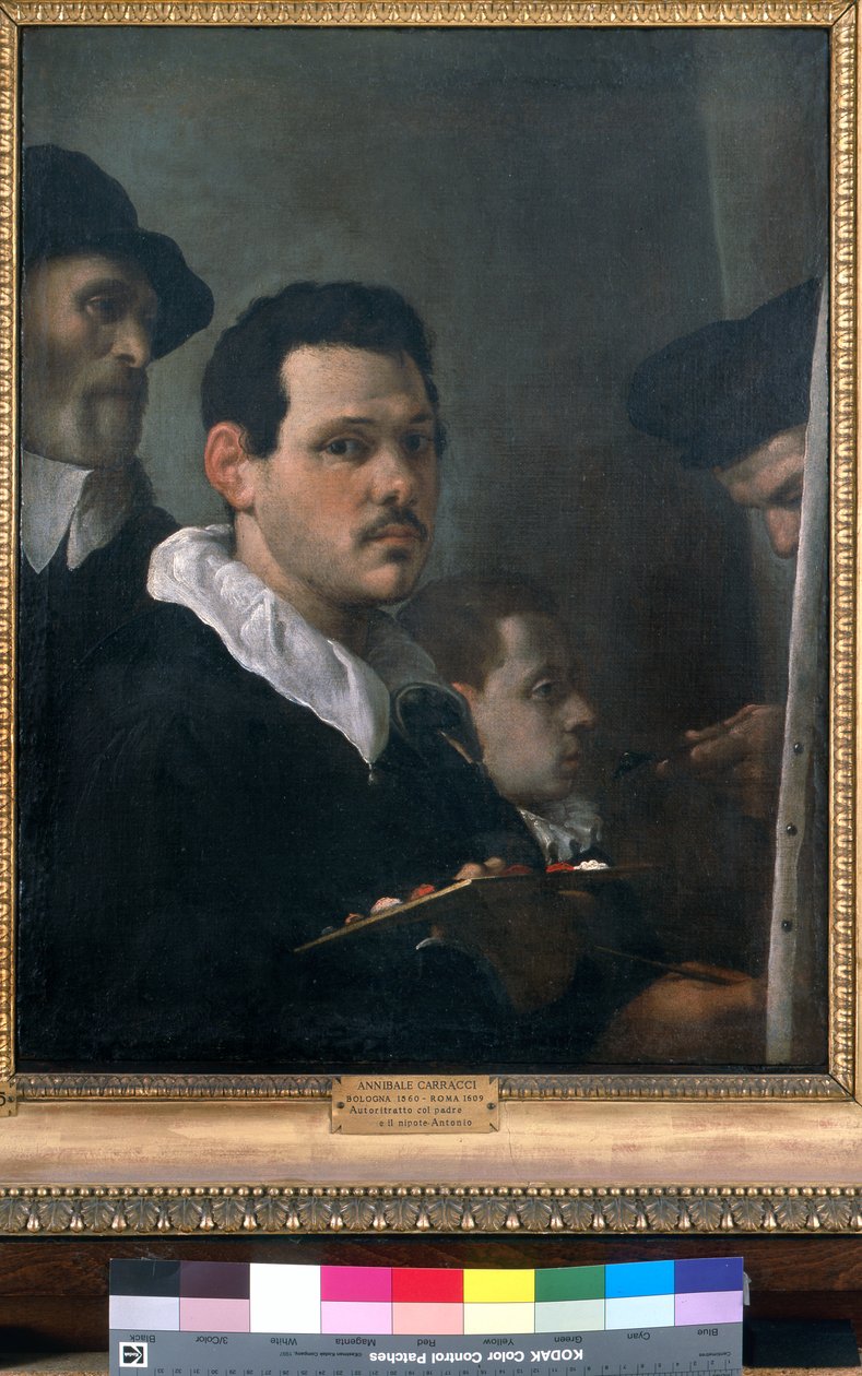 与其他人物的自画像，约1593年（布面油画） 作者 Annibale Carracci