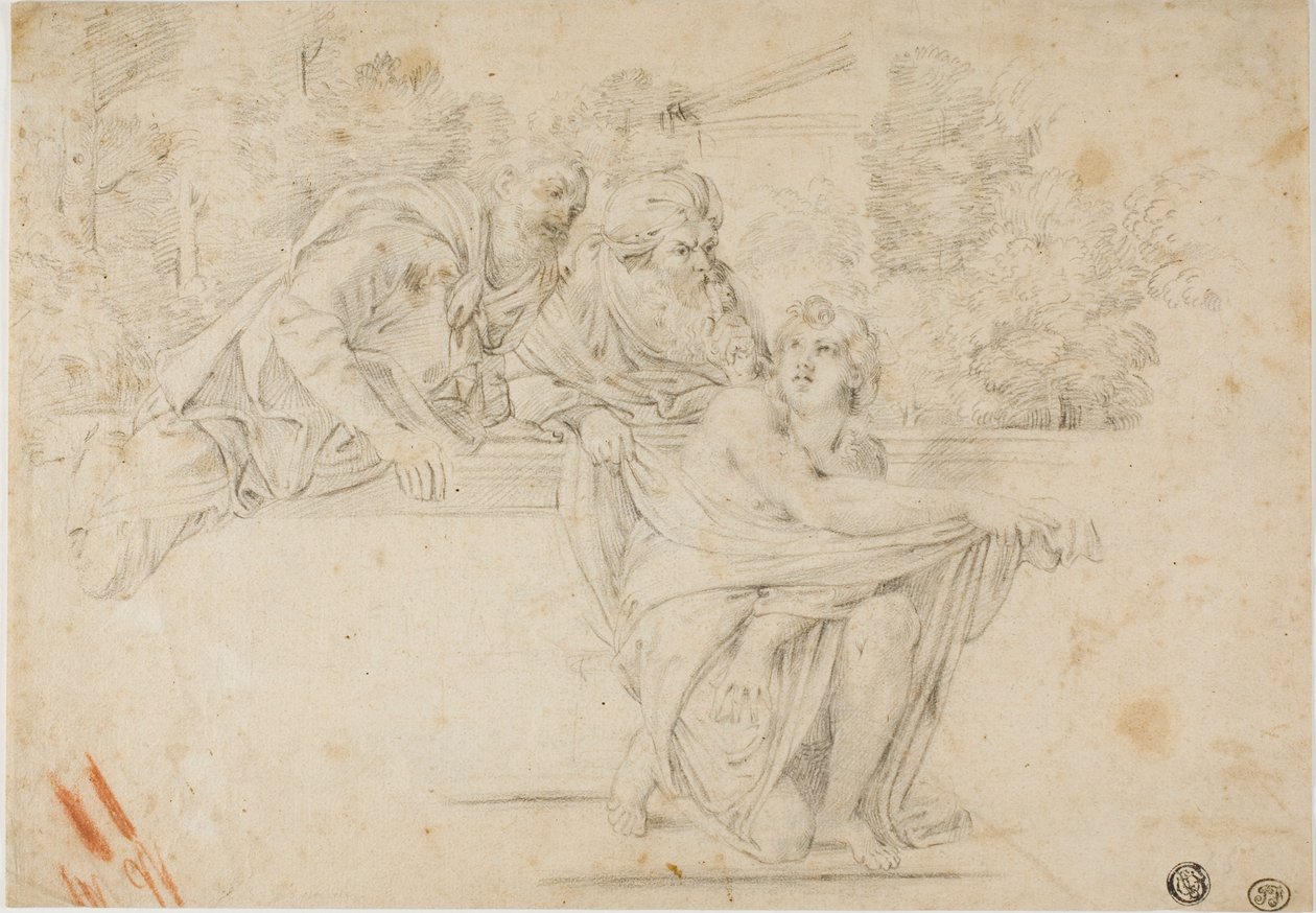 苏珊娜和长老（正面）；妇女侧面头像（背面） 作者 Annibale Carracci