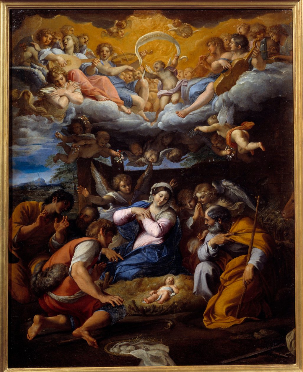 Annibale Carracci 或 Annibal Carrache (1560-1609) 绘画的牧羊人的崇拜 作者 Annibale Carracci