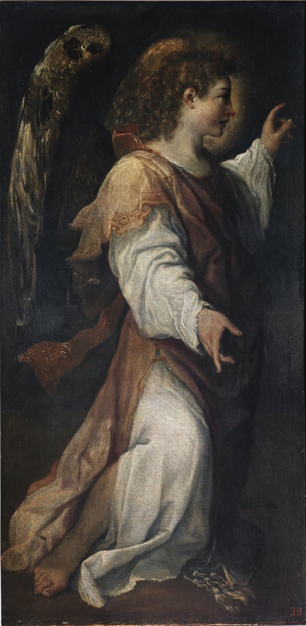 天使报喜，细节（布面油画，约 1587 年） 作者 Annibale Carracci