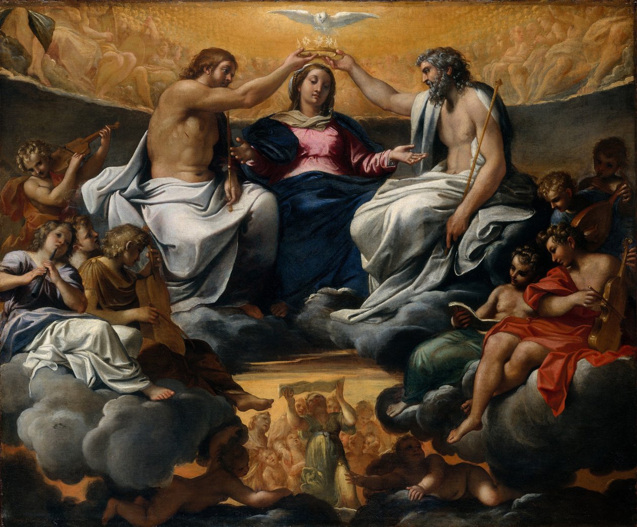 圣母加冕礼，约1595年（布面油画） 作者 Annibale Carracci