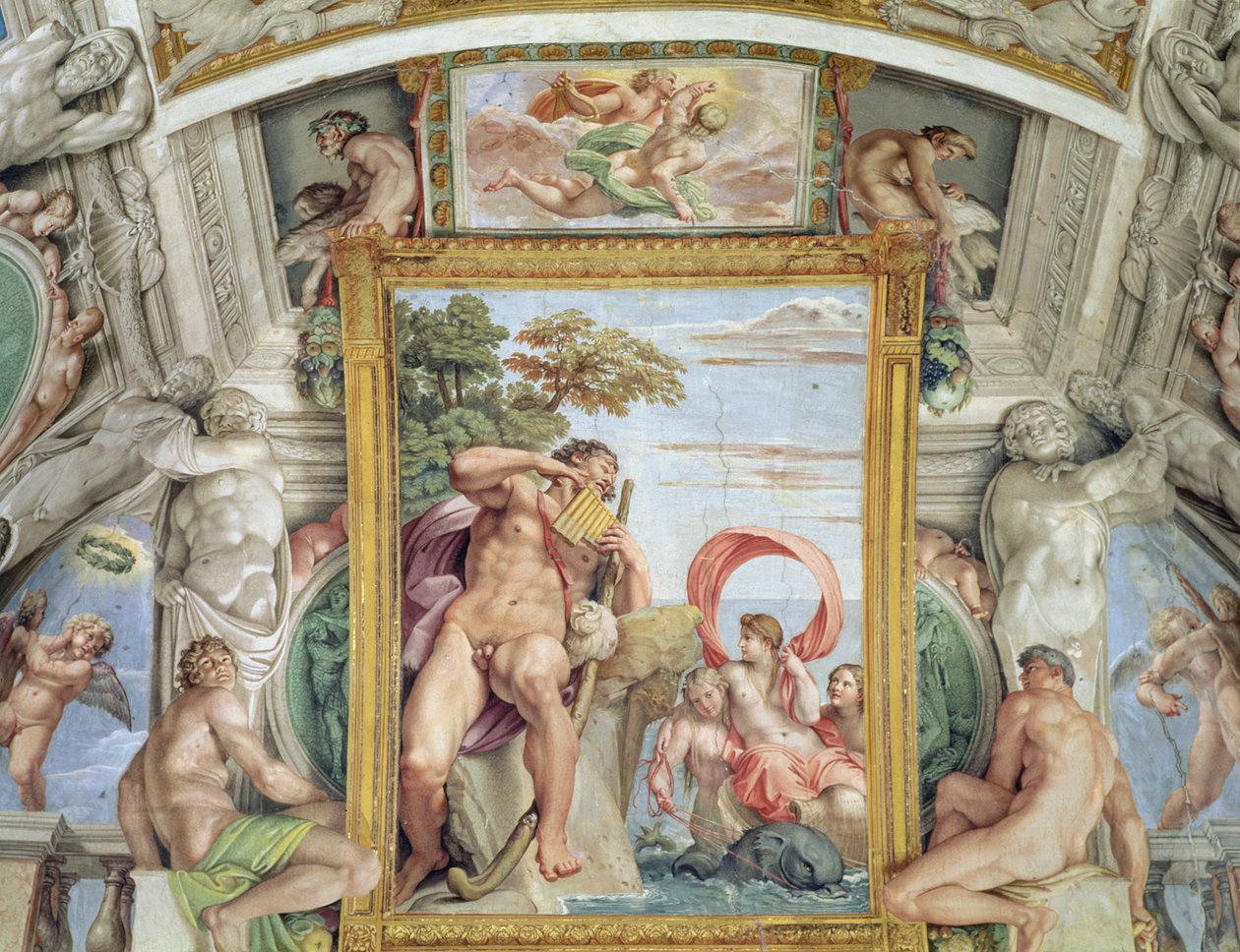 Galleria Carracci Carracci Hall详细的Polyphemus和Galatea，1597-1604壁画 作者 Annibale Carracci