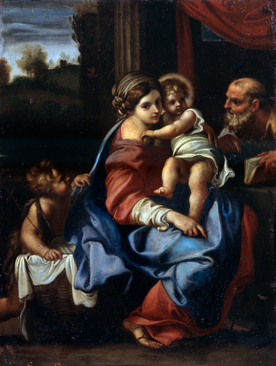 16世纪末或17世纪初，与施洗者约翰（John）在一起的圣家族。 作者 Annibale Carracci