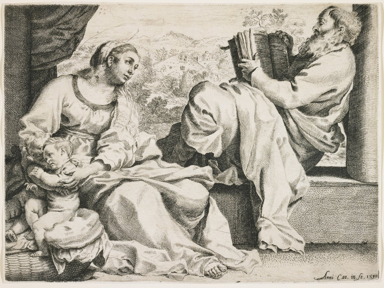 神圣家族与施洗约翰圣约翰，1590年 作者 Annibale Carracci