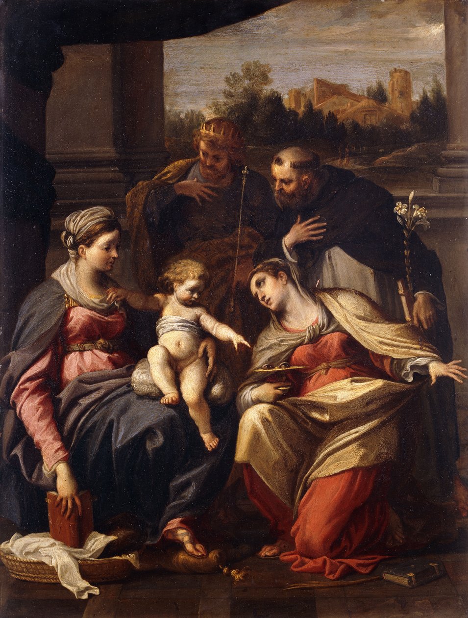 圣母与圣母与法国的露西，多米尼克和路易（Saints Lucy，Dominic and Louis） 作者 Annibale Carracci