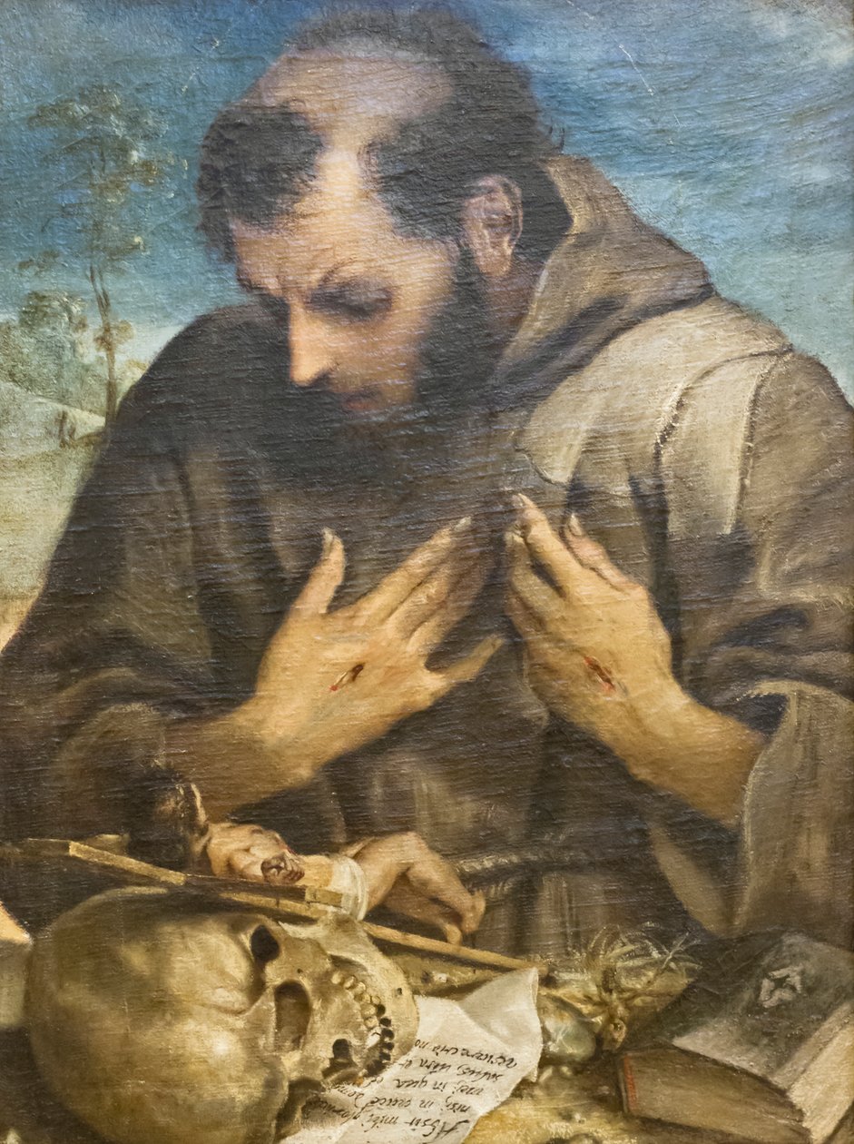 《忏悔的圣方济各》，c.1585（布面油画） 作者 Annibale Carracci