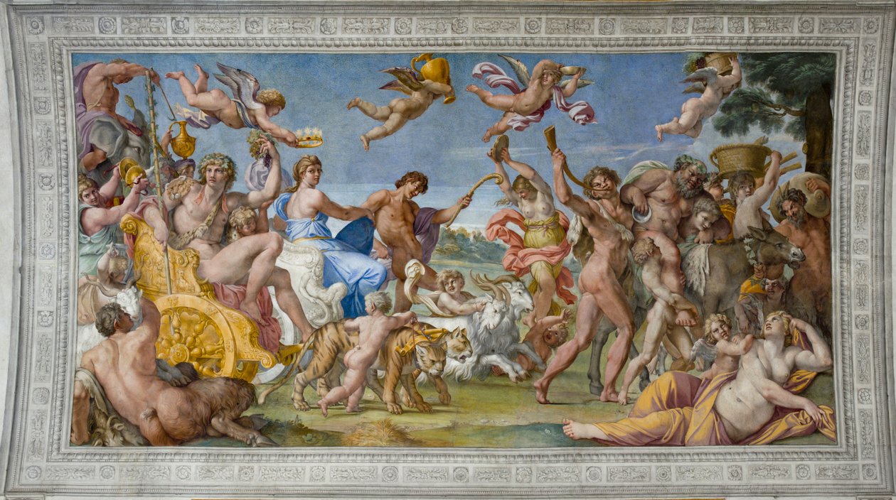 The Triumph of Bacchus and Ariadne par Carracci, Annibale (1560-1609). Fresco, ca. 1597, Palazzo Farnese, Rome 作者 Annibale Carracci