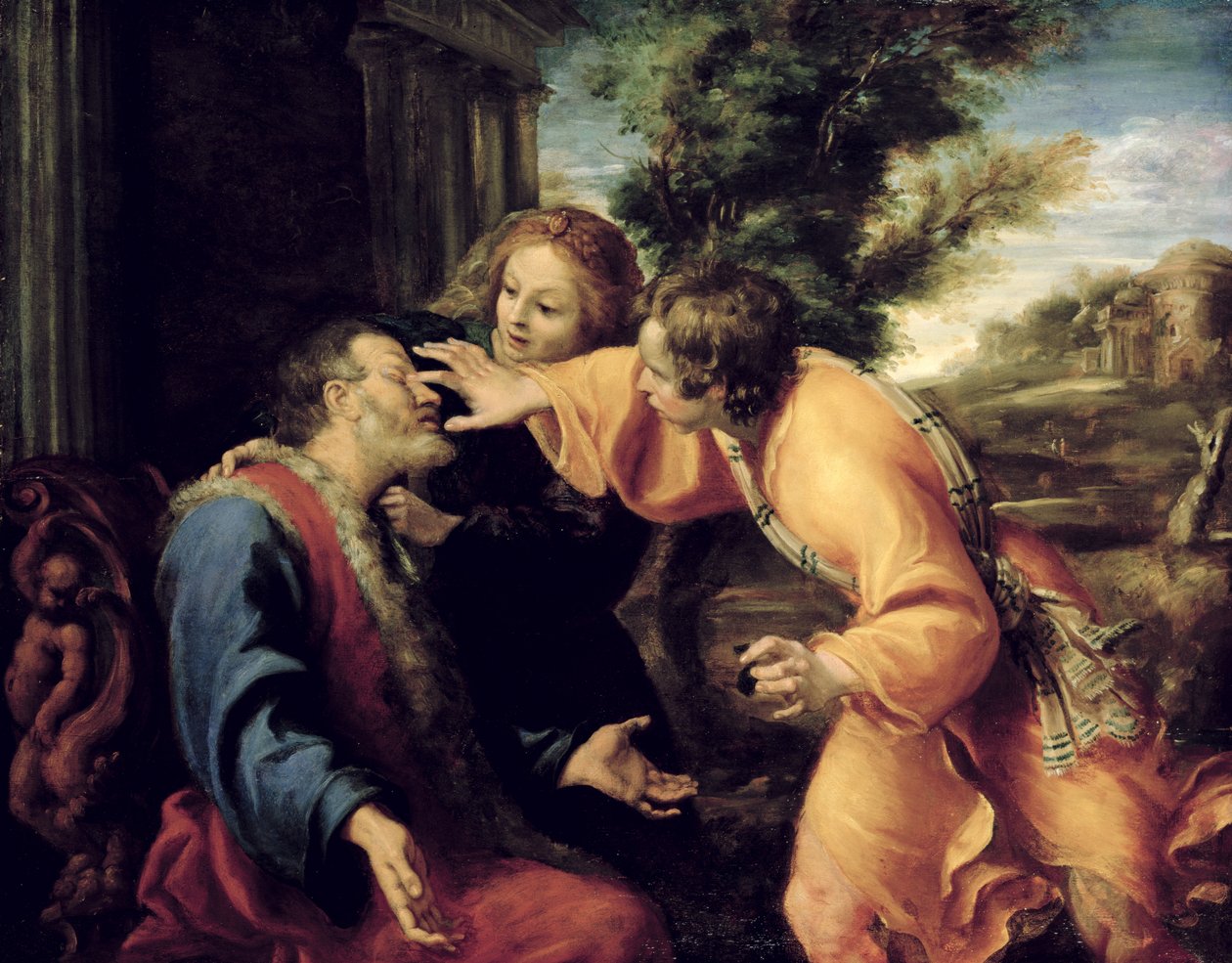 年轻的托比亚斯治愈他的盲父，c.1600 作者 Annibale Carracci