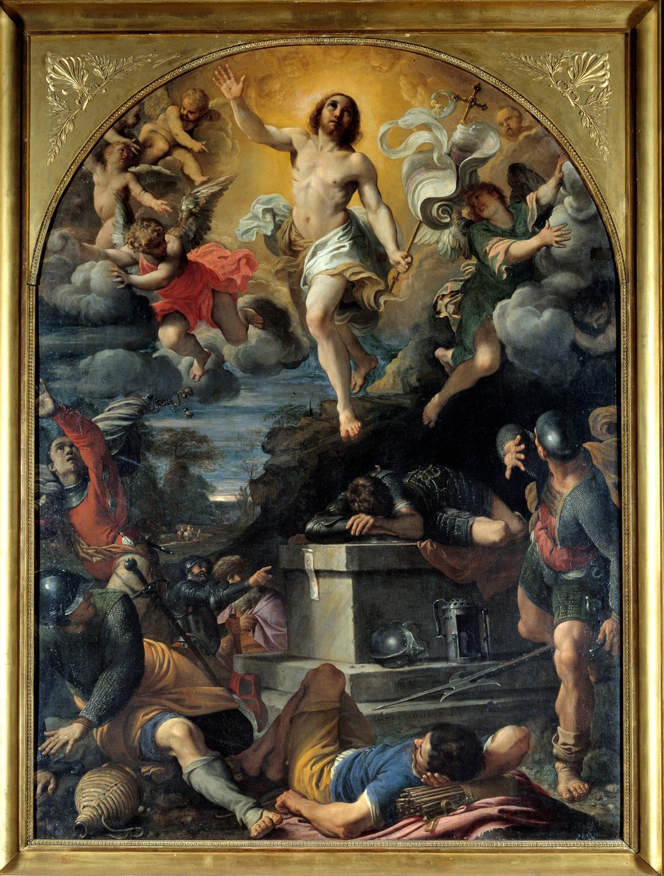 基督的复活。 Annibal Carracci Dit Carrache (1560-1609) 的绘画 作者 Annibale Carracci