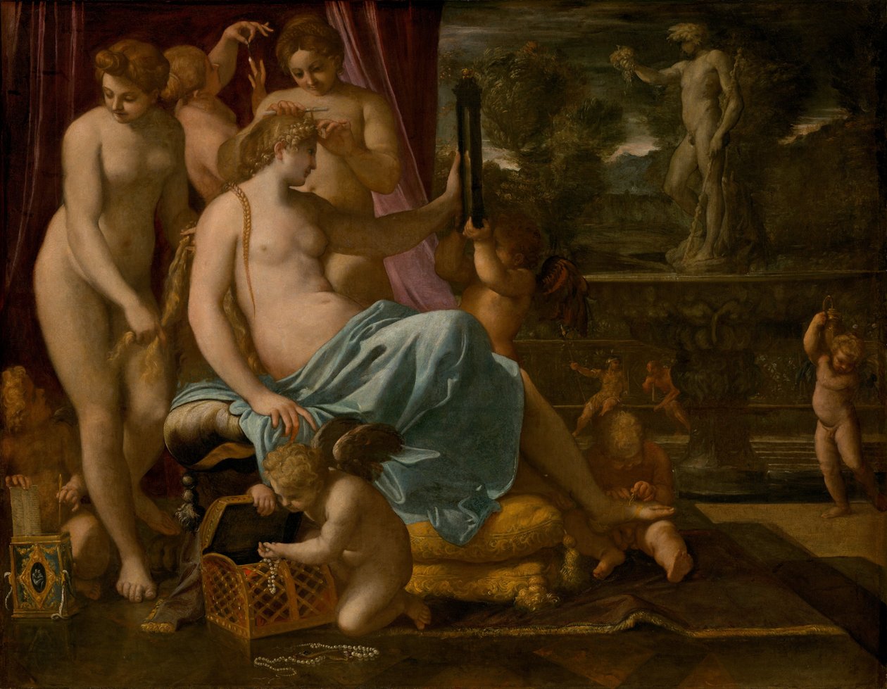 维纳斯被圣女们装饰着，15901595。 作者 Annibale Carracci