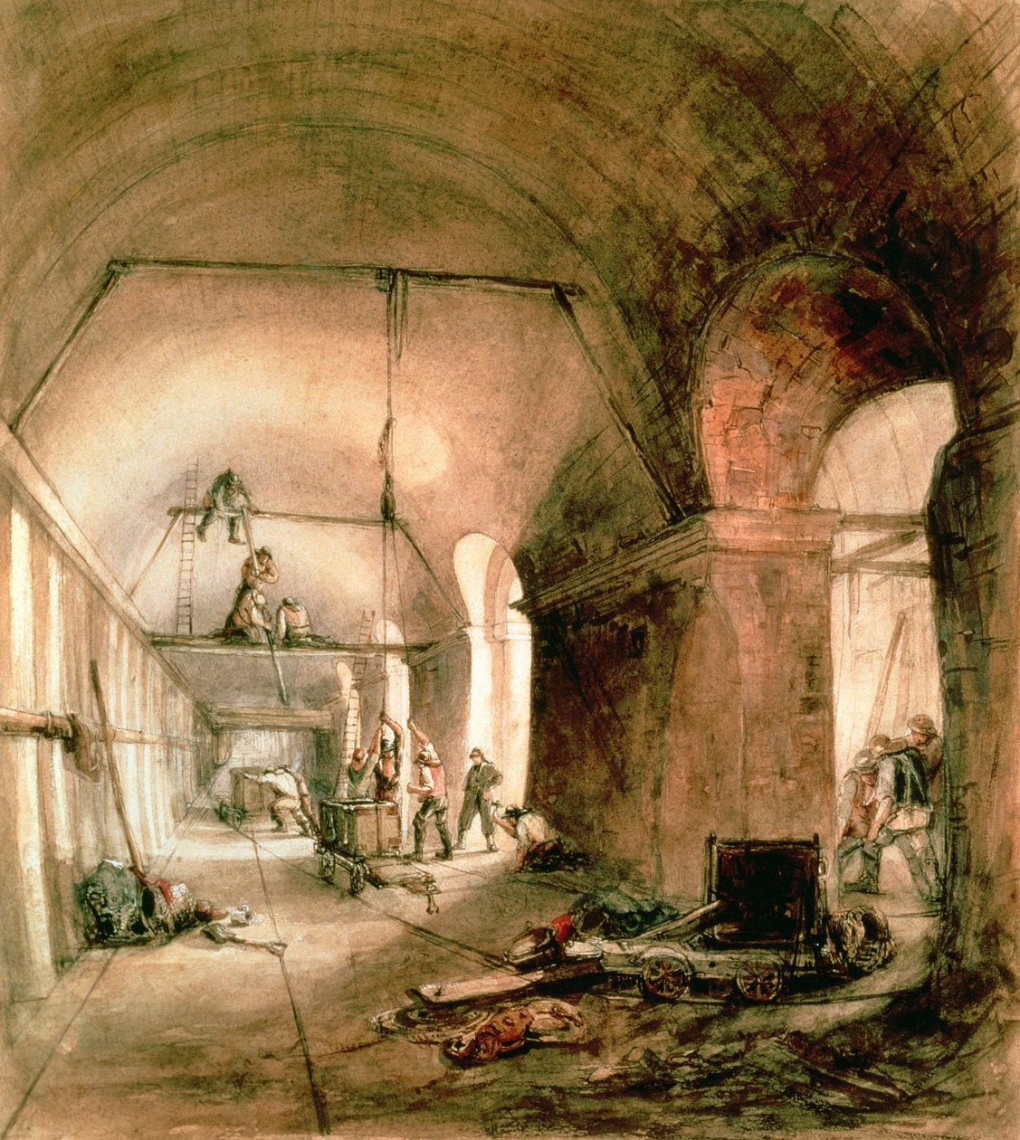建造泰晤士河隧道（Rotherhithe Tunnel），1830年 作者 未知未知