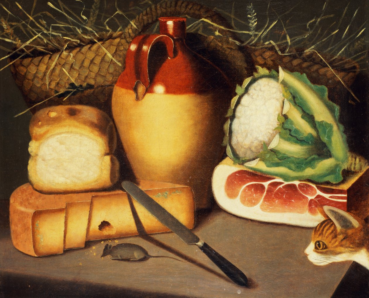 猫，老鼠，培根和奶酪，c.1820 作者 未知未知