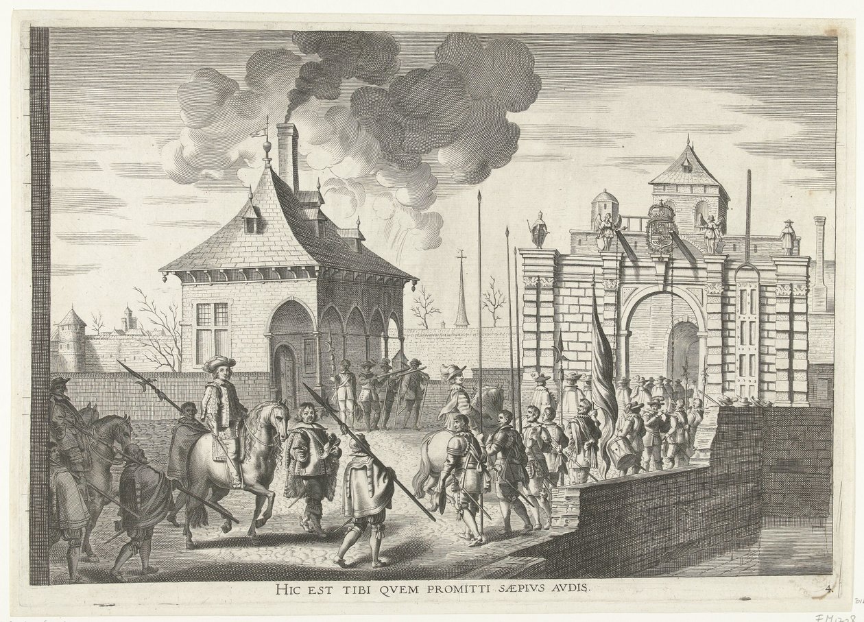 抵达根特布鲁日门；1635 年斐迪南进入根特（编号 4）
Hic est tibi quem promitti saepius audis（物品上的标题）
Porta Brugenis qua Ser.Cardinalis urbem ingreditus 作者 无名氏