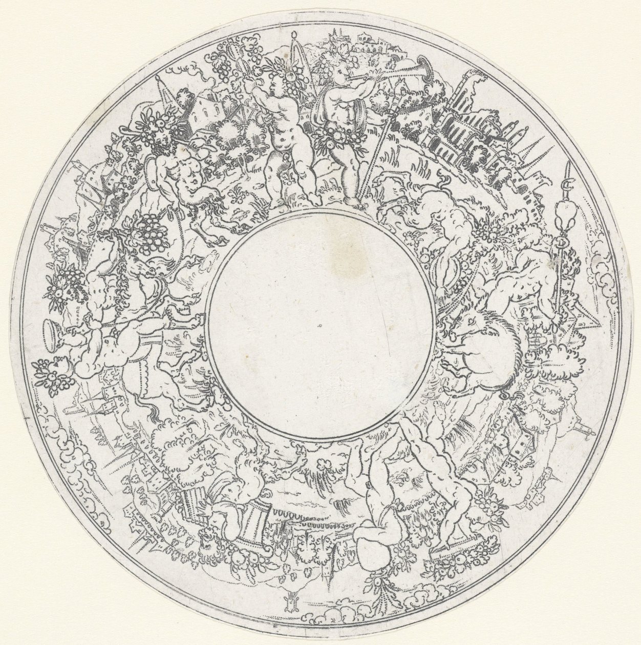 骑驴的巴克斯
菜肴：巴克斯及其随从游行的风景画（系列名称） 作者 无名氏