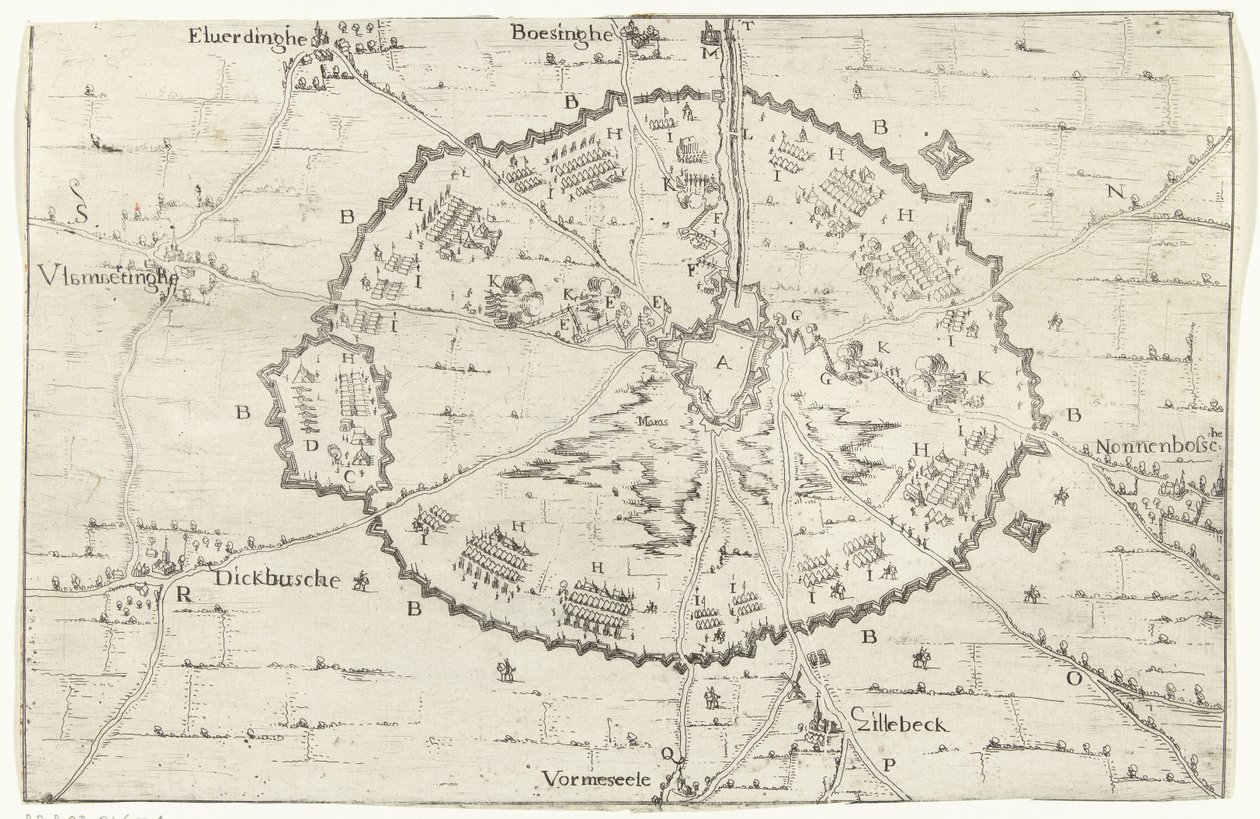 伊普尔围城战，1649 年
1649 年 4 月开始的伊普尔围城战的真实描绘（标题见实物）
Carte demonstrative du siege de la Ville de Ipren commence au mois d