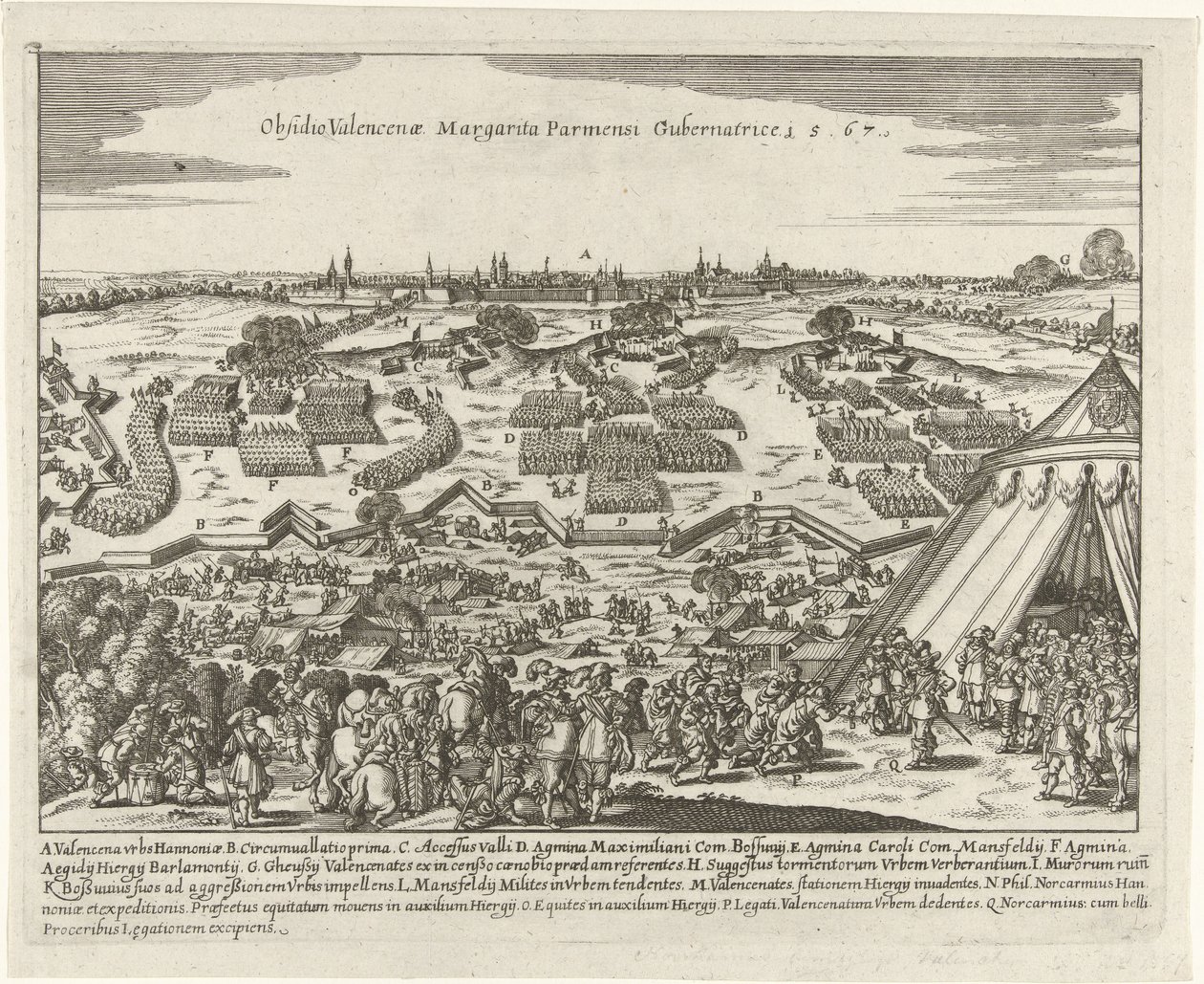 瓦朗谢讷文件，1567 年
Obsidio Valencenae Margarita Parmensi Gubernatrice.15.67 （物品上的标题） 作者 无名氏
