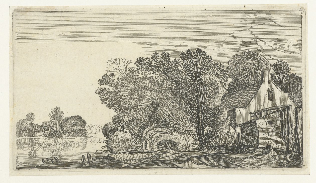河边树丛中的农舍
Esaias van de Velde 风景画（系列名称） 作者 无名氏