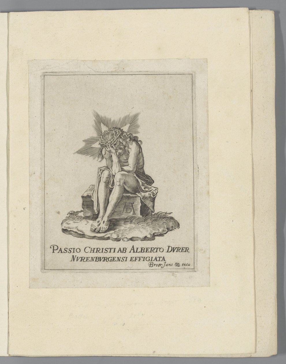 冰冷石头上的基督
小耶稣受难像（系列名称）
Passio Christi Ab Alberto Durer Nurenburgensi Effigiata（物品上的系列名称） 作者 无名氏