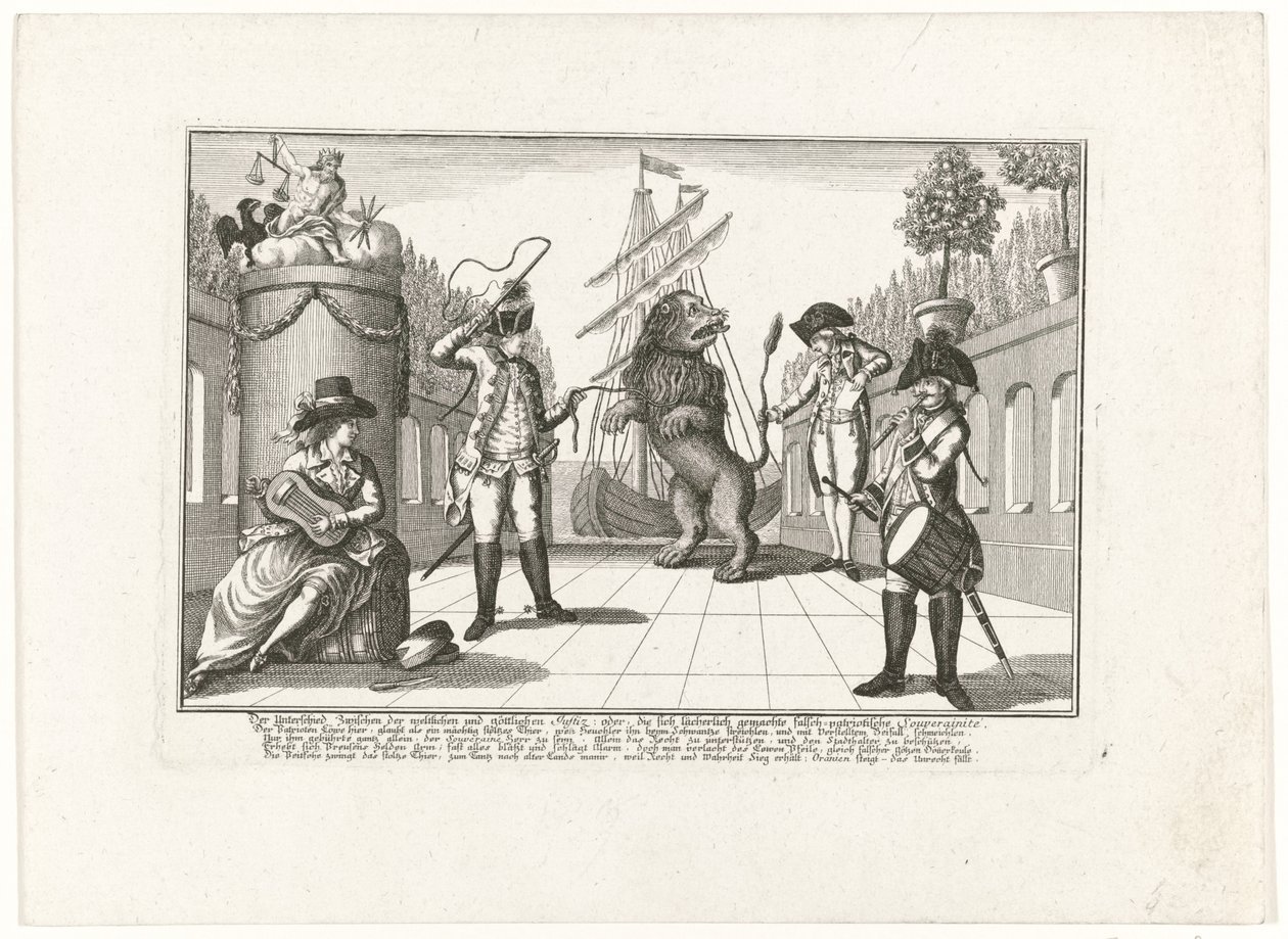 De Hollandse Leeuw door Pruisen getemd, 1787
世俗正义与神圣正义的区别：或者说，虚假的爱国主义主权令人啼笑皆非（......）（标题见实物） 作者 无名氏